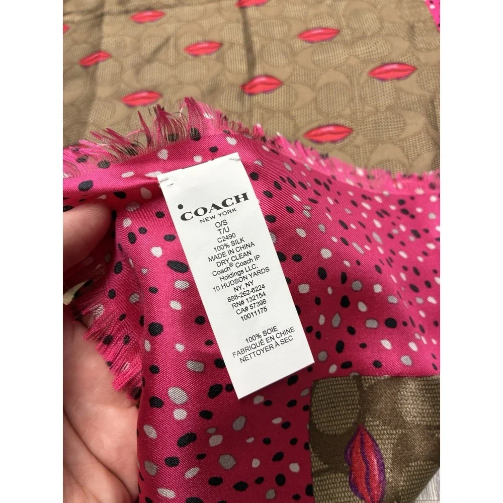 Coach x Tom Wesselmann Kiss Lip Print CC Monogram Silk Scarf